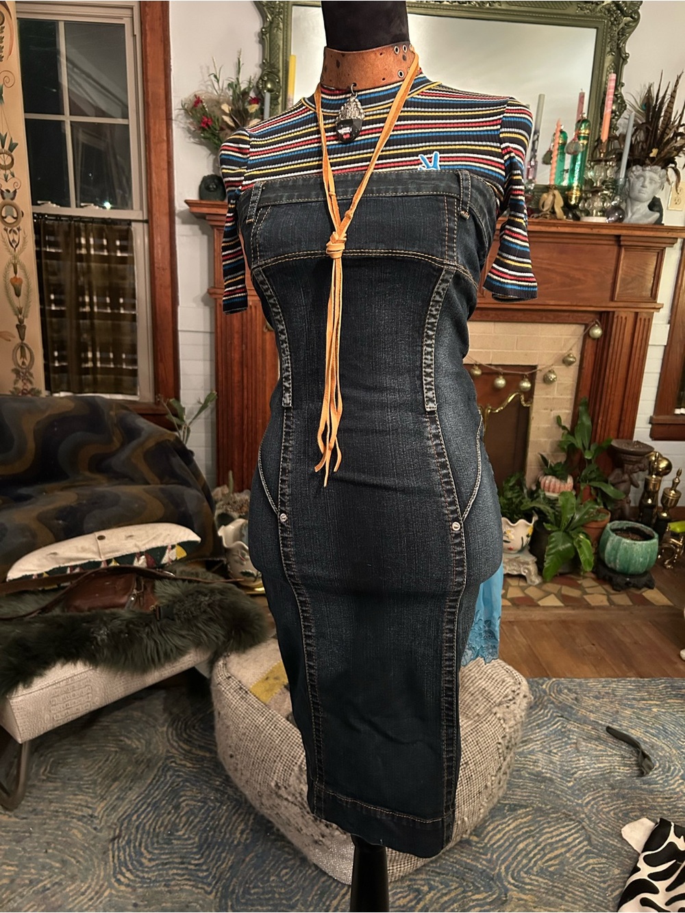 Strapless Baby Phat Dark Wash Denim Streetwear Dress SOLDDDDDD - Picture 14 of 16